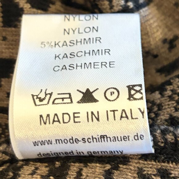 Schiffhauer cardigan sweater 42 tan black crewneck long sleeves snap closure - Picture 12 of 12